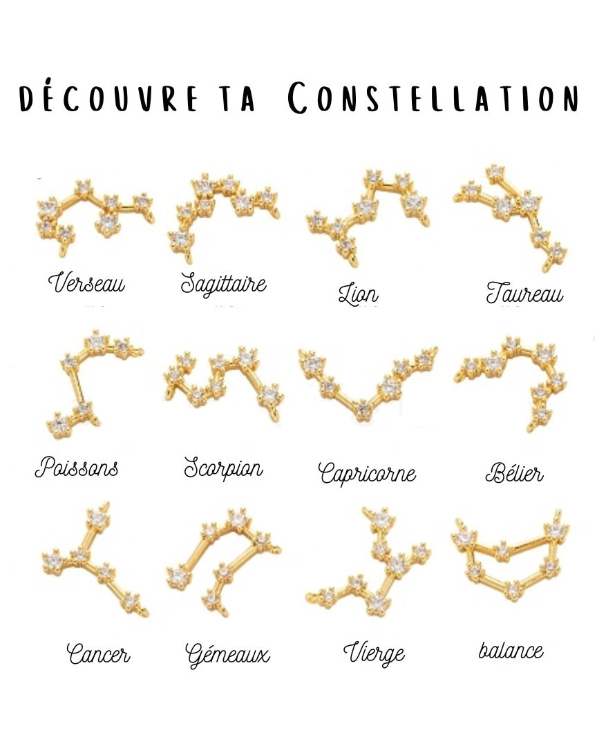 Bague constellation dorée personnalisée, modèle fin ou large, en acier inoxydable, taille réglable, fabrication française
