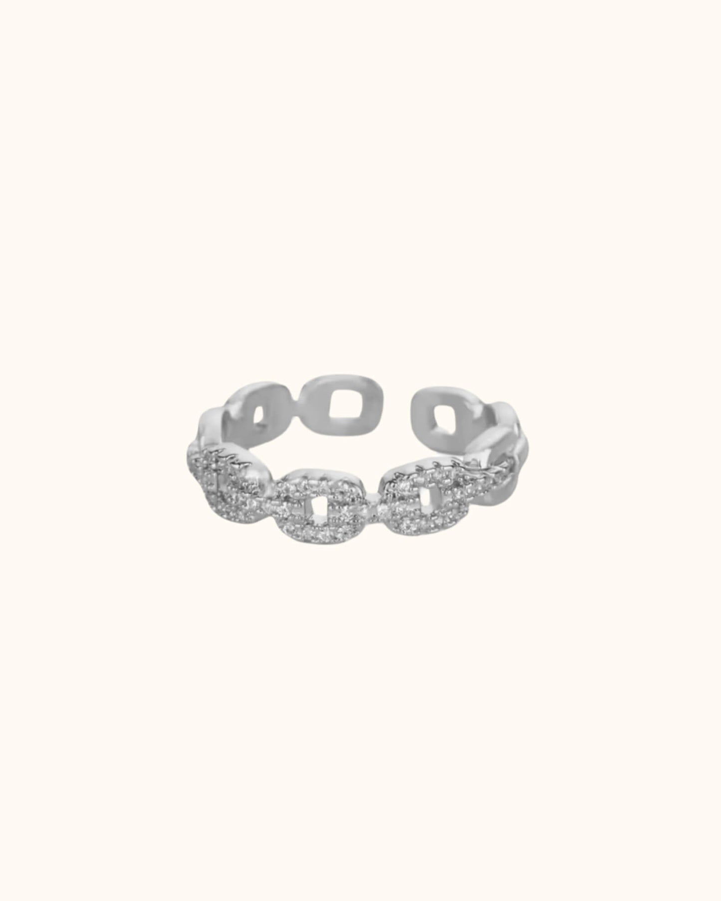 Bague chaîne en acier inoxydable doré, taille ajustable