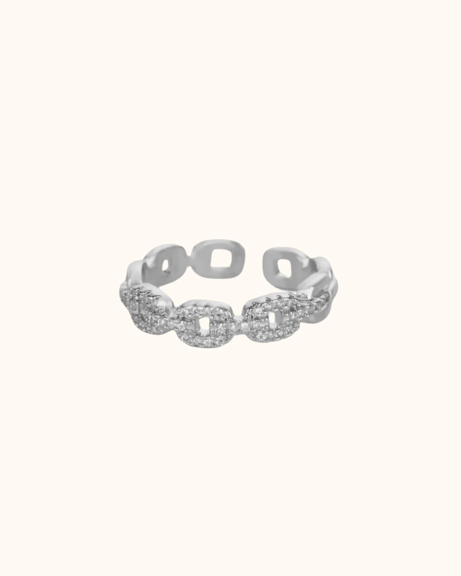 Bague chaîne en acier inoxydable doré, taille ajustable