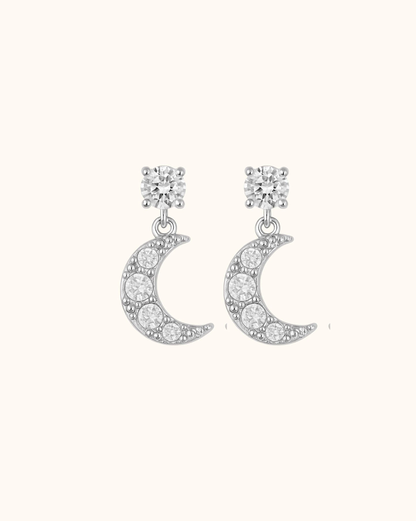 Boucles d'oreilles Luna lune argentées