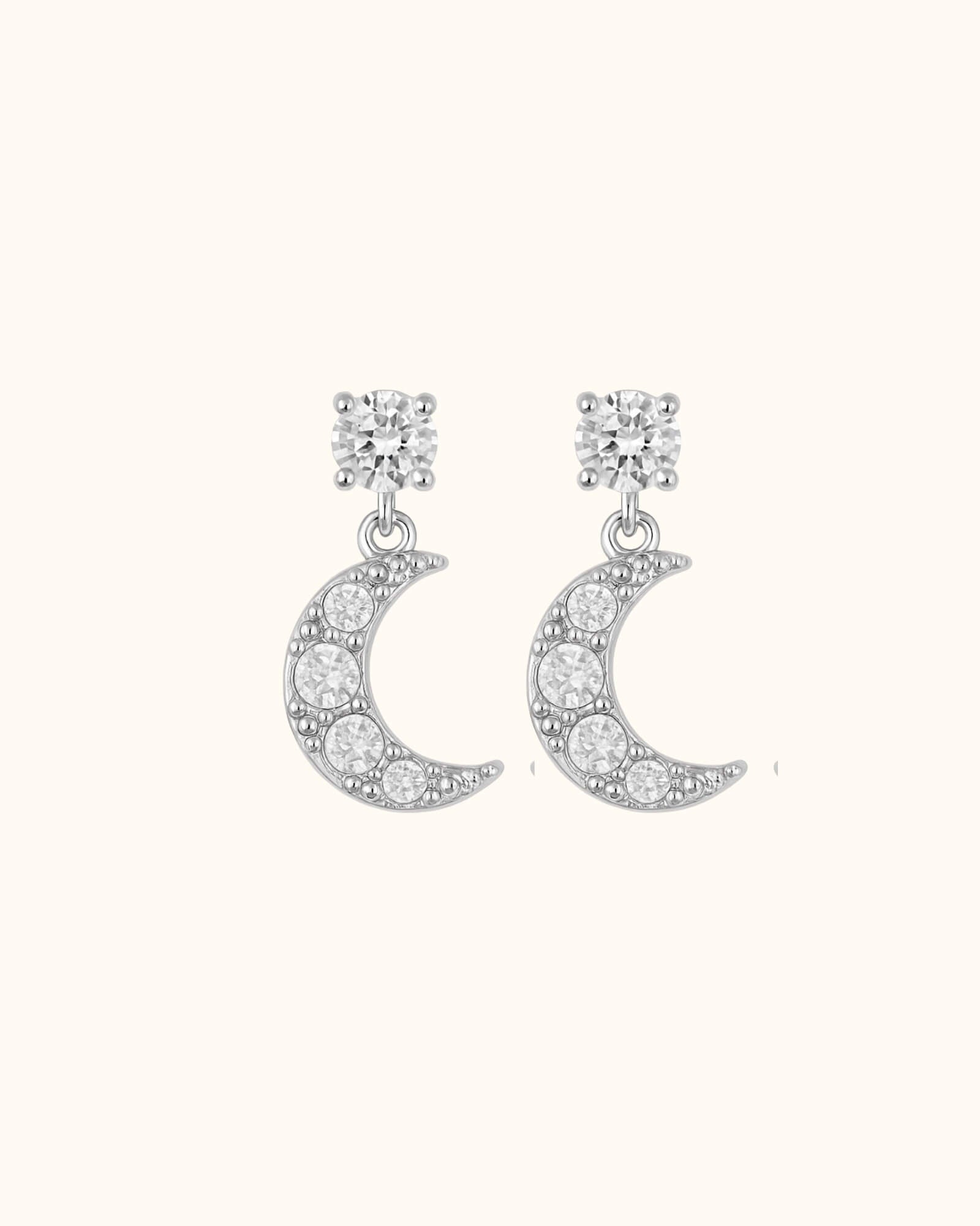 Boucles d'oreilles Luna lune argentées